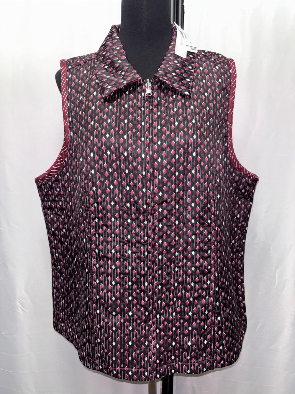 Christopher & Banks XL Quilted Reversible Sleeveless Zip Collared Vest
